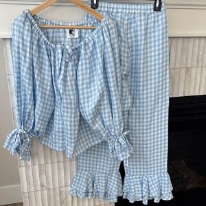 Sleeper Blue and White Gingham Top